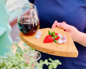 wine glass holder with snack board